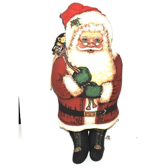 The Toy Works 22 Inch Tall Cloth Stuffed Standing Santa With Toy Sack Decor - Picture 2 of 6